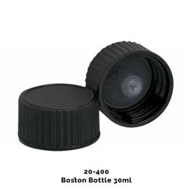 50x Čep za Jantarnu Boston Bocu (30 ml i 60 ml) – Crna Plastična 20-400mm