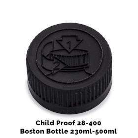 50x Čep za Jantarnu Boston Bocu CR 28mm (230ml i 500ml) – Crna Plastična