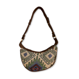 Jacquard Hobo Torba - Geo-Geen (smeđi remen)