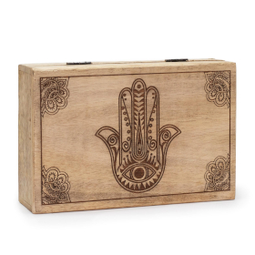 Velika Pravokutna Kutija 21.5x14x6.3cm - Hamsa Crna Gravura